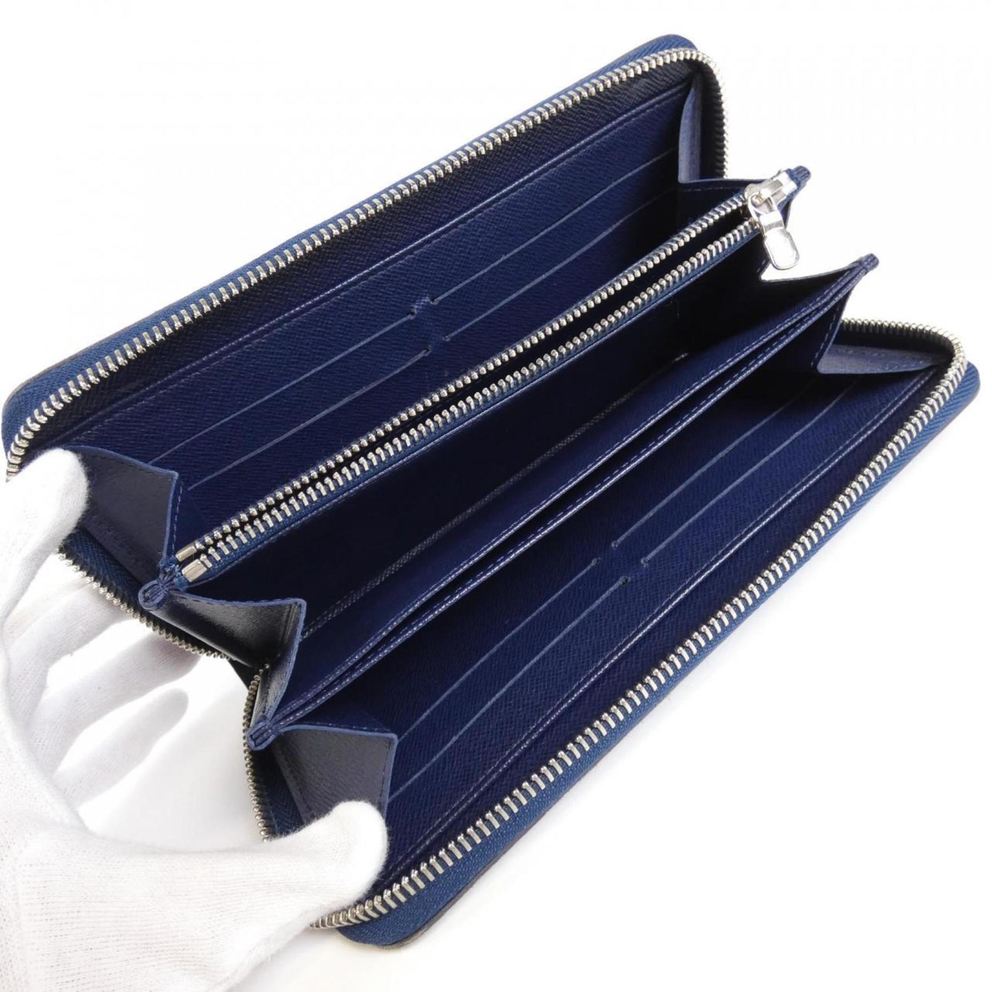 Louis Vuitton Zippy wallet, Navy, Leather, wallet