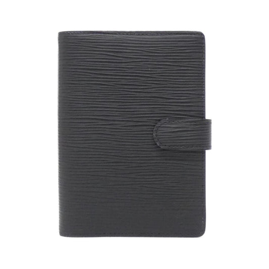 Louis Vuitton Agenda MM, Black, Leather, wallet