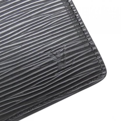 Louis Vuitton Agenda MM, Black, Leather, wallet