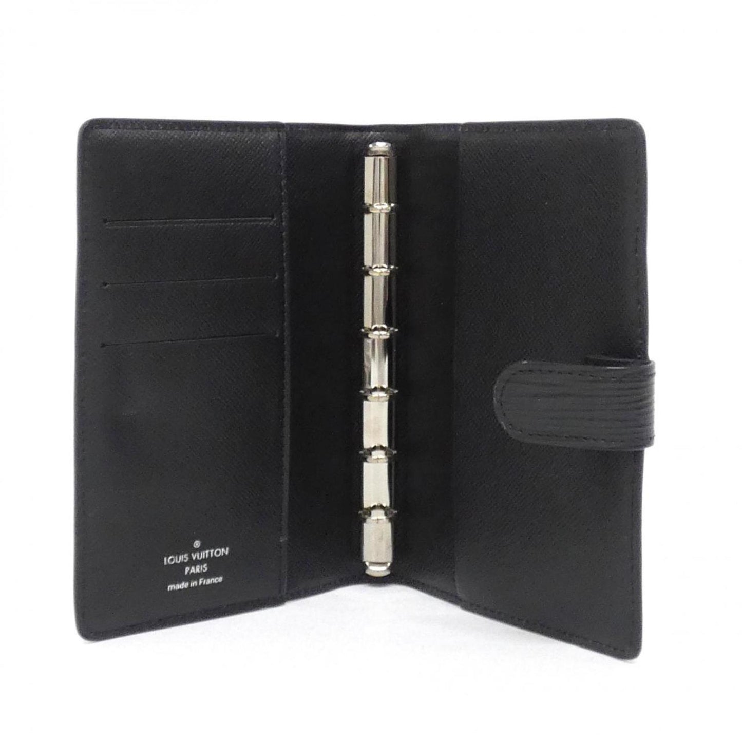 Louis Vuitton Agenda MM, Black, Leather, wallet