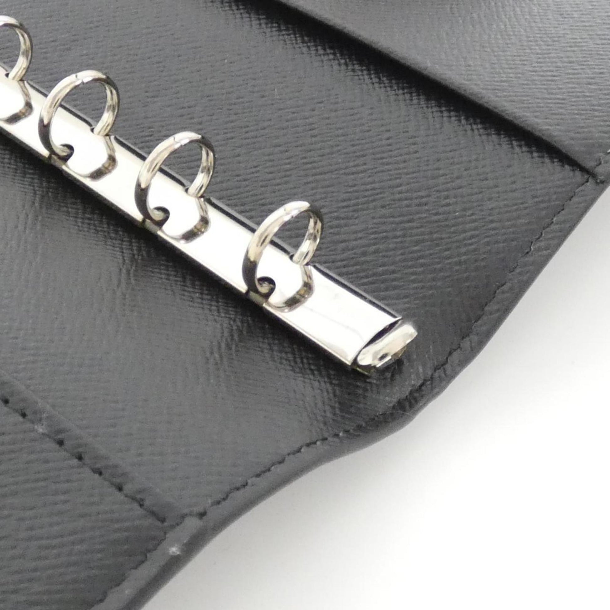 Louis Vuitton Agenda MM, Black, Leather, wallet
