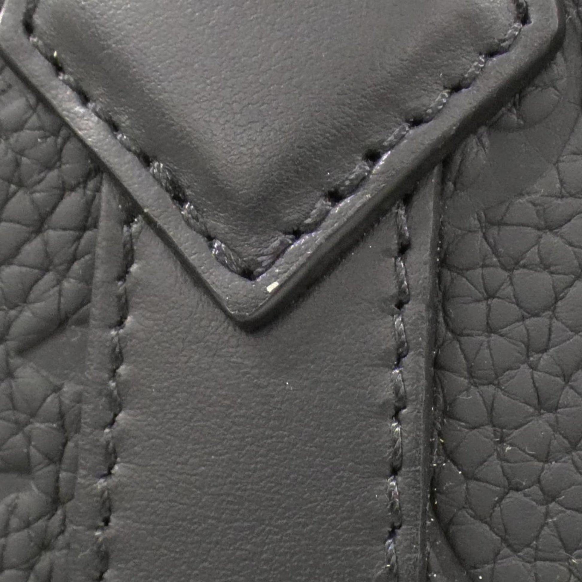 Louis Vuitton Sac Plat, Black, Leather, handbag