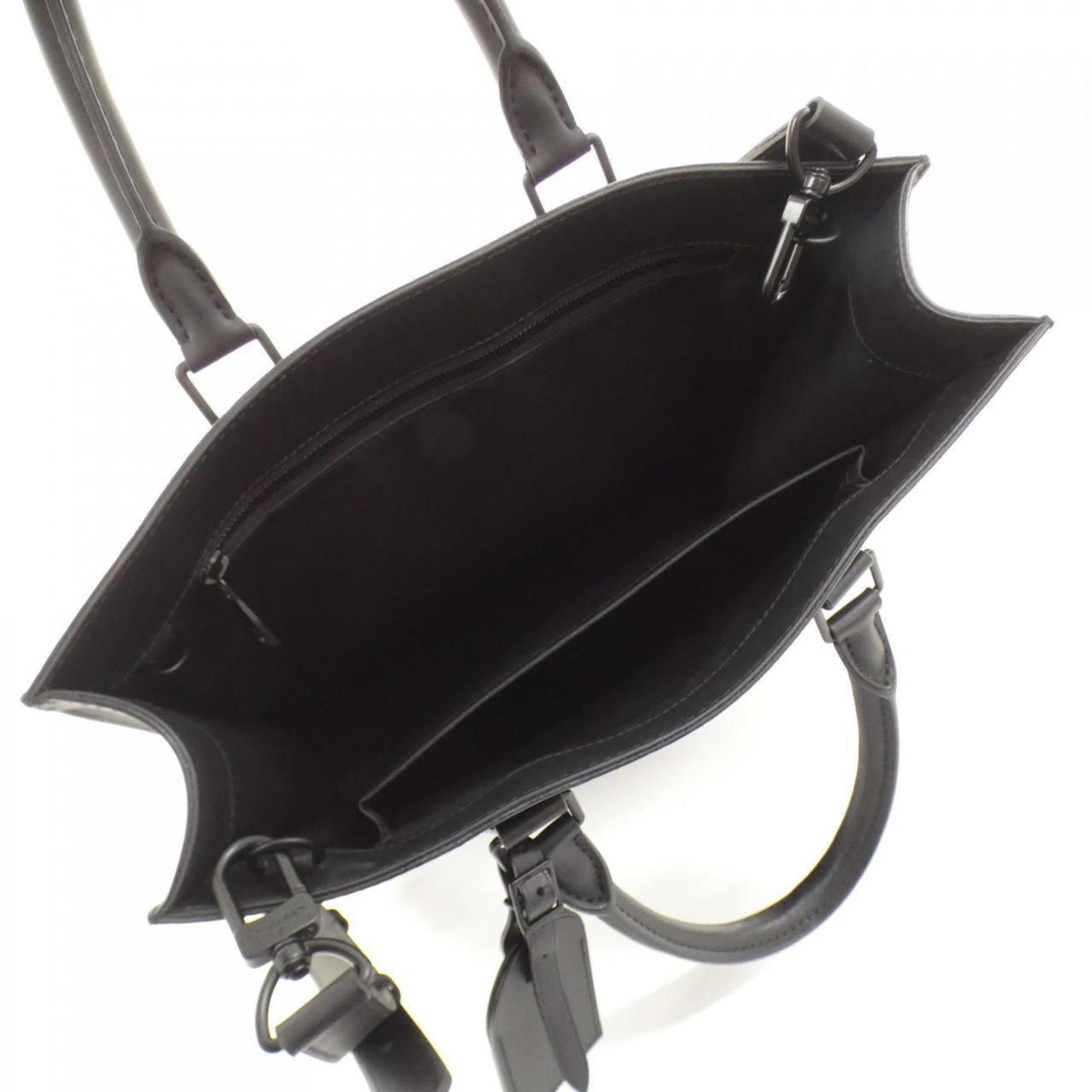 Louis Vuitton Sac Plat, Black, Leather, handbag