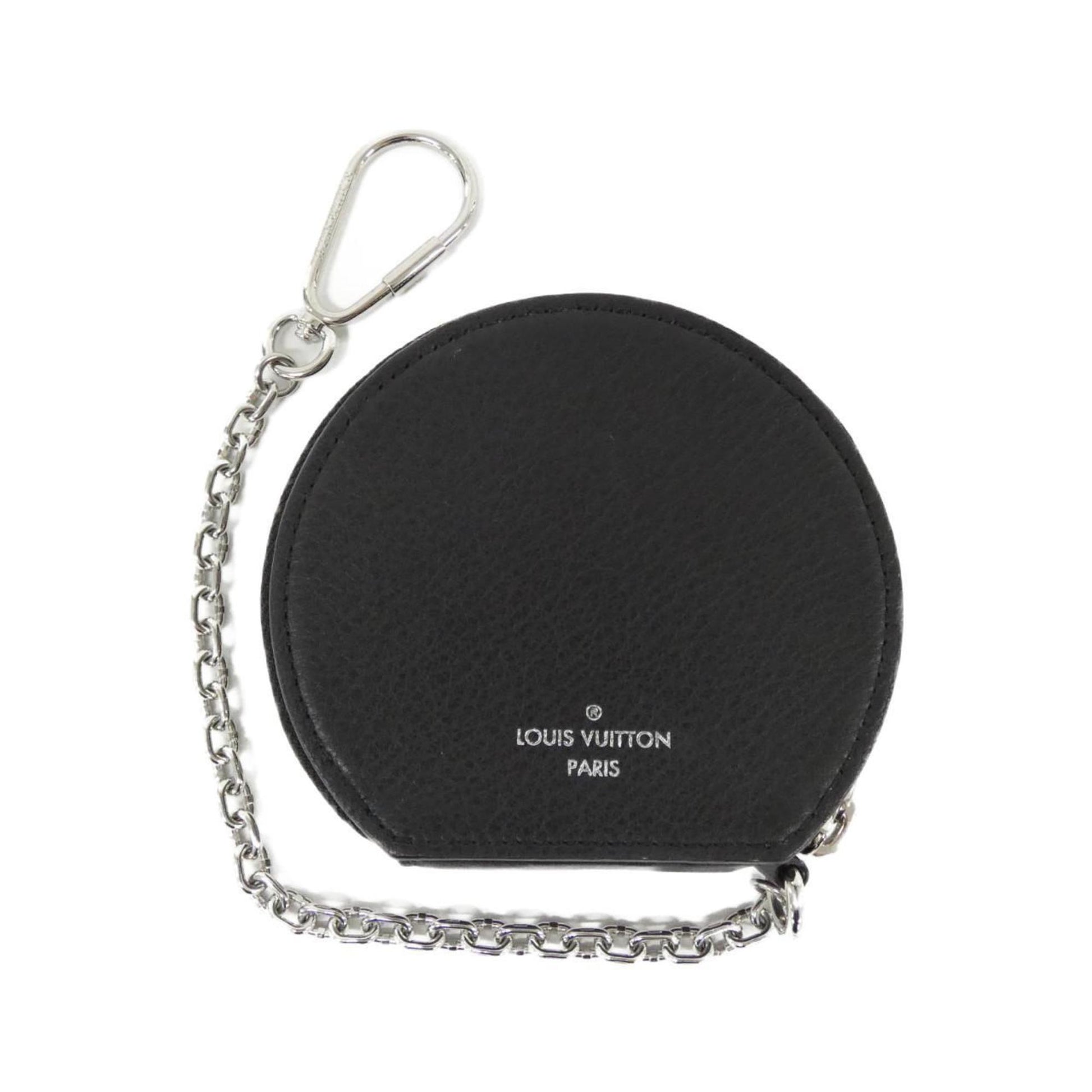 Louis Vuitton Pochette Clés, Black, Leather, wallet