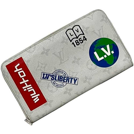 Louis Vuitton Zippy organizer, White, Canvas, wallet