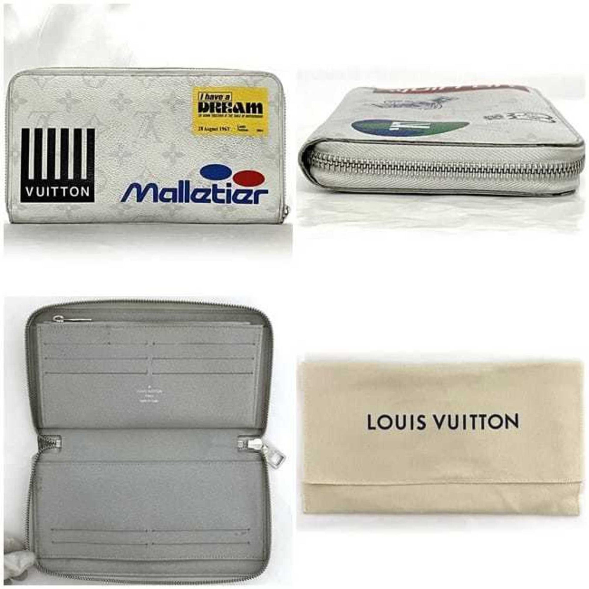 Louis Vuitton Zippy organizer, White, Canvas, wallet