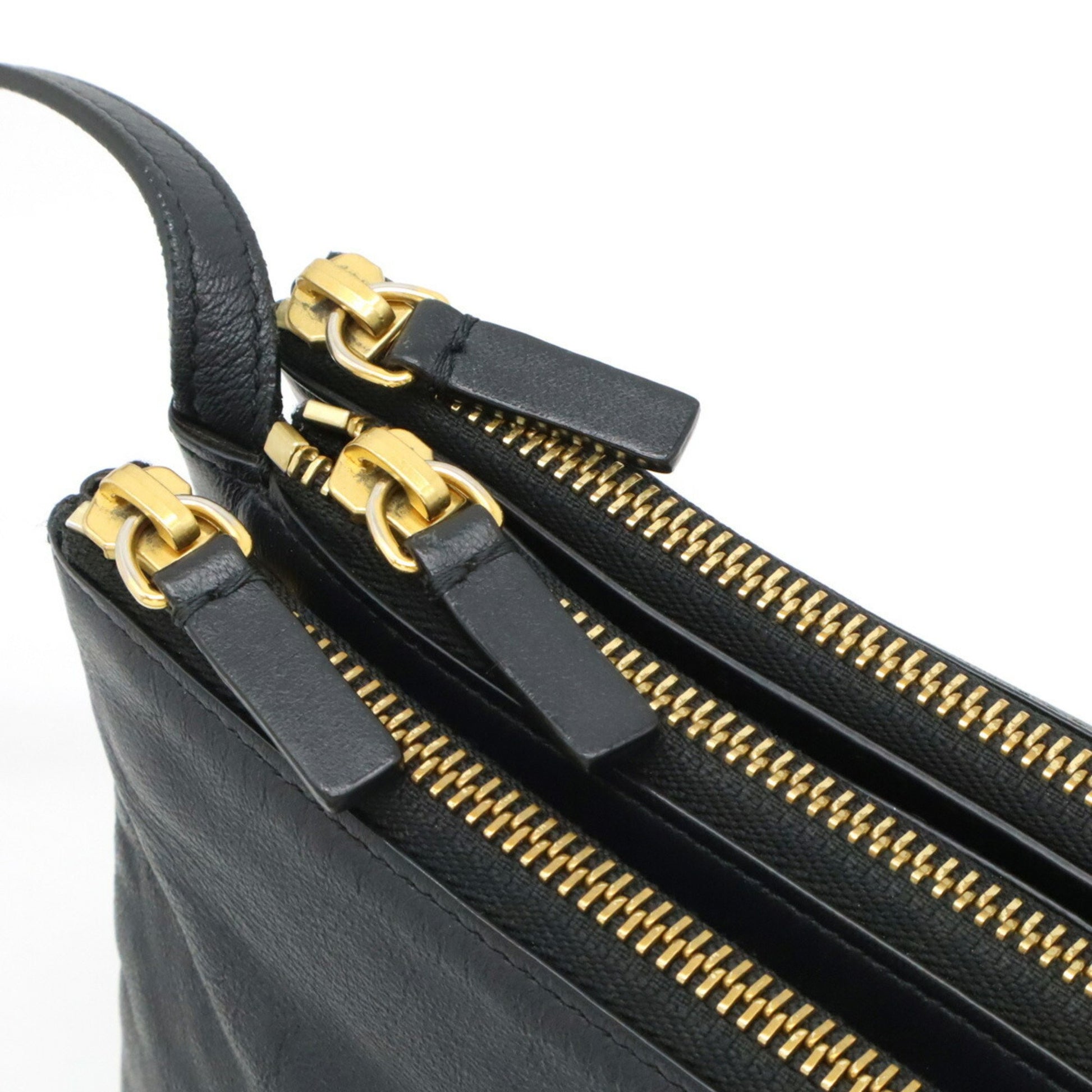 Céline Trio, Black, Leather, clutch