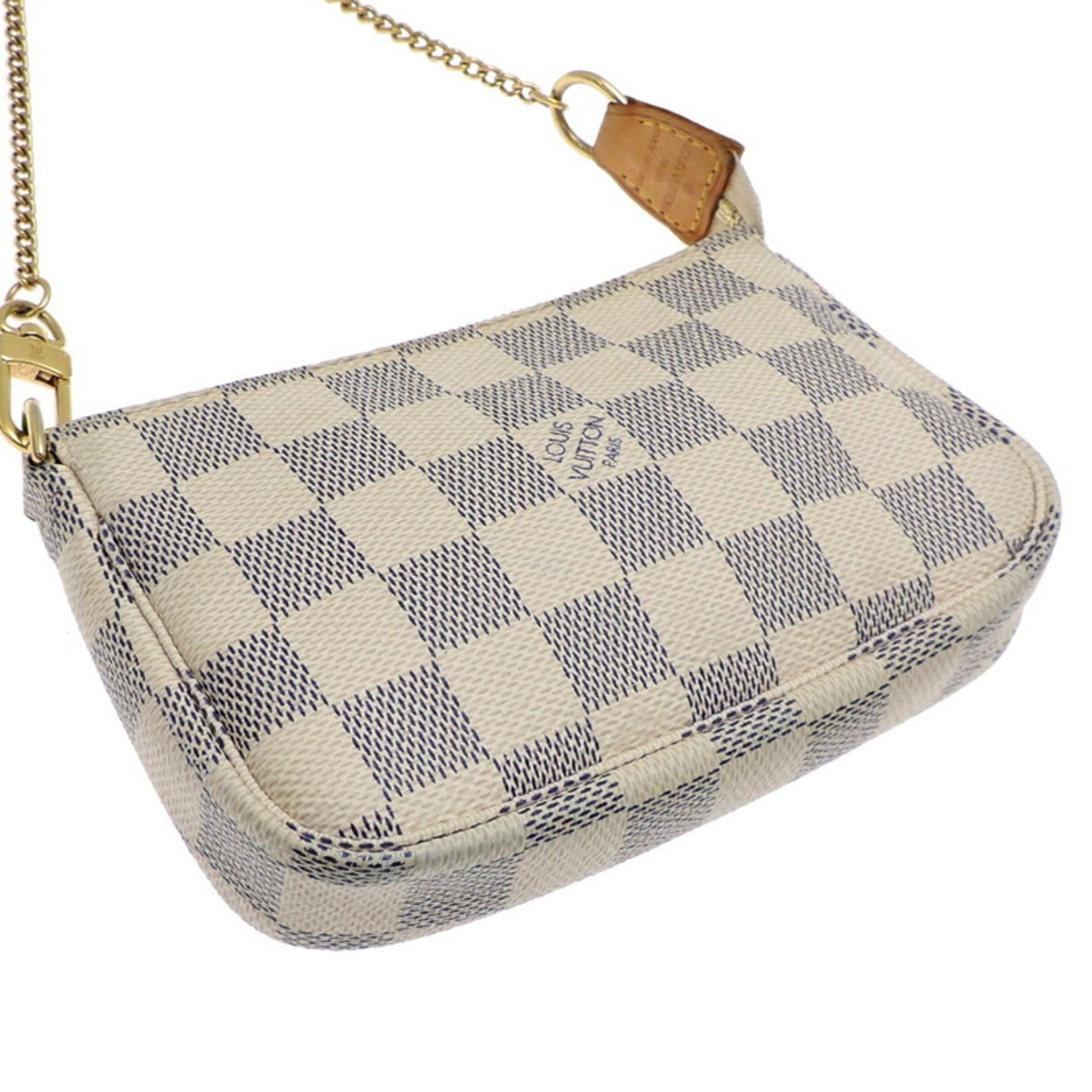 Louis Vuitton Mini Pochette Accessoires, White, Canvas, clutch