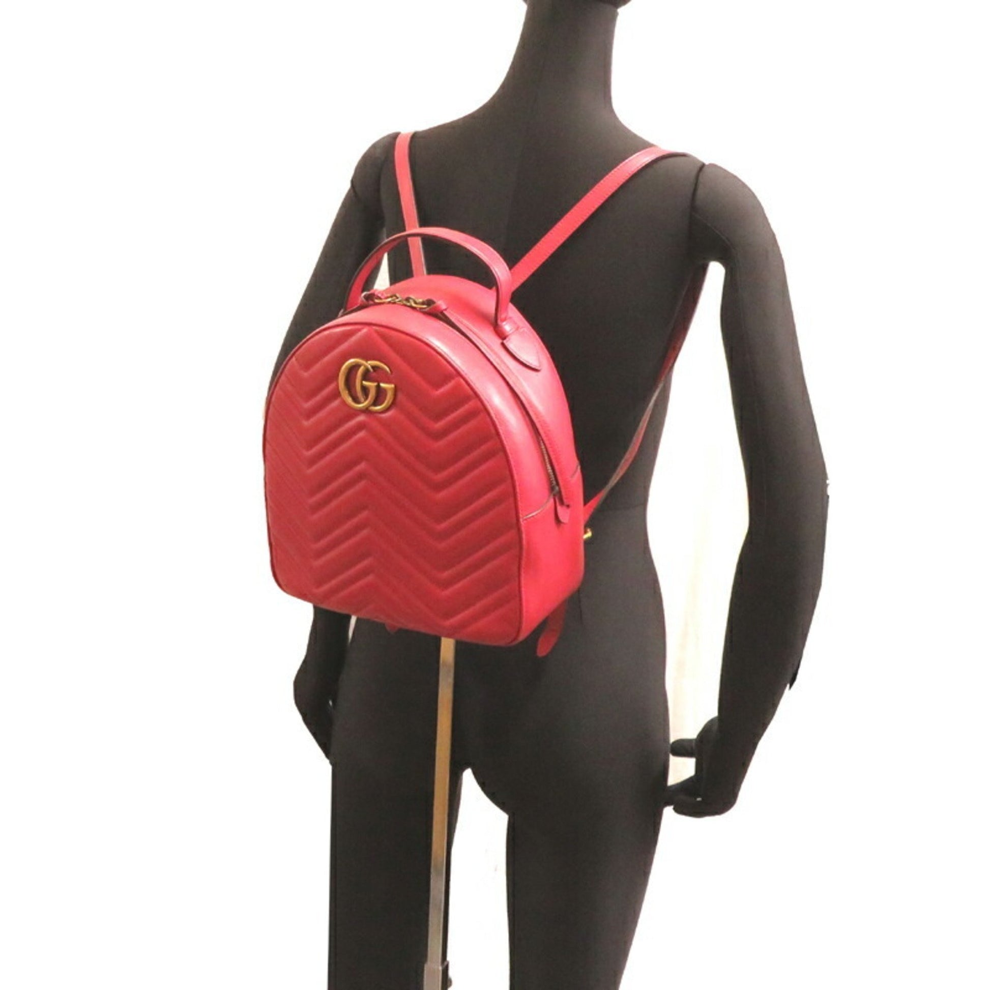 Gucci Marmont, Red, Leather, backpack