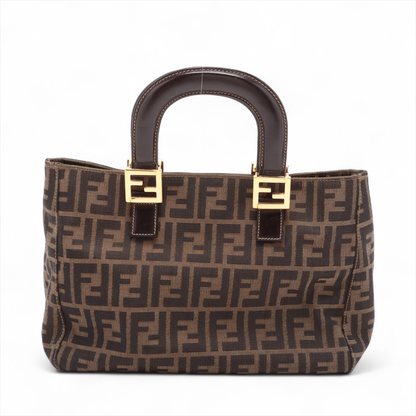 Fendi Vintage Zucca Handbag Zucca, BROWN, CANVAS, Handbag