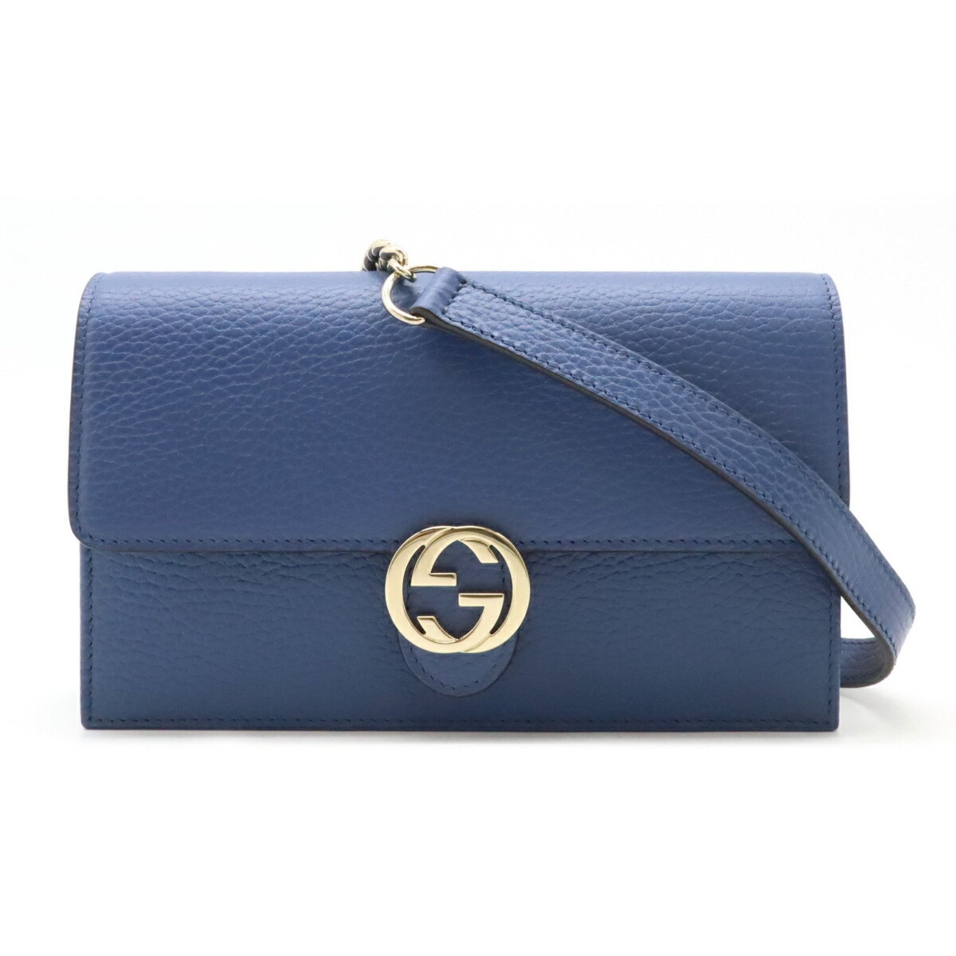 Gucci Interlocking, Blue, Leather, wallet