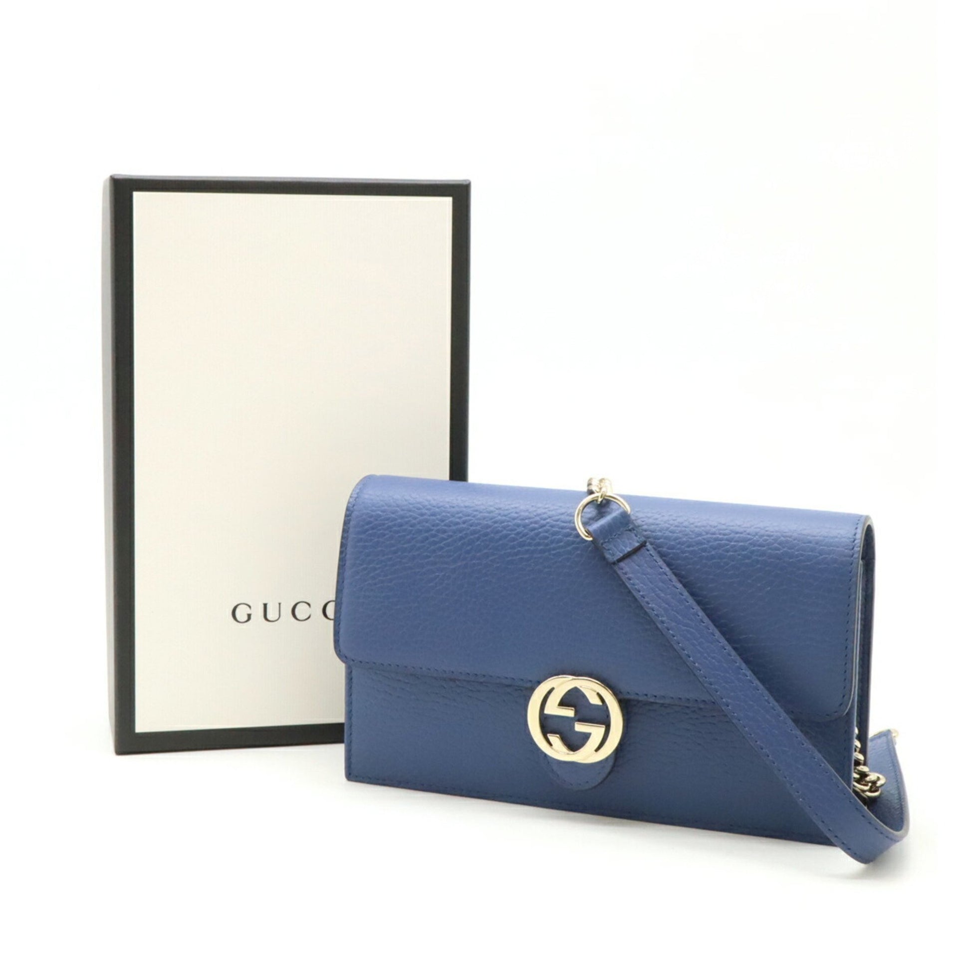 Gucci Interlocking, Blue, Leather, wallet