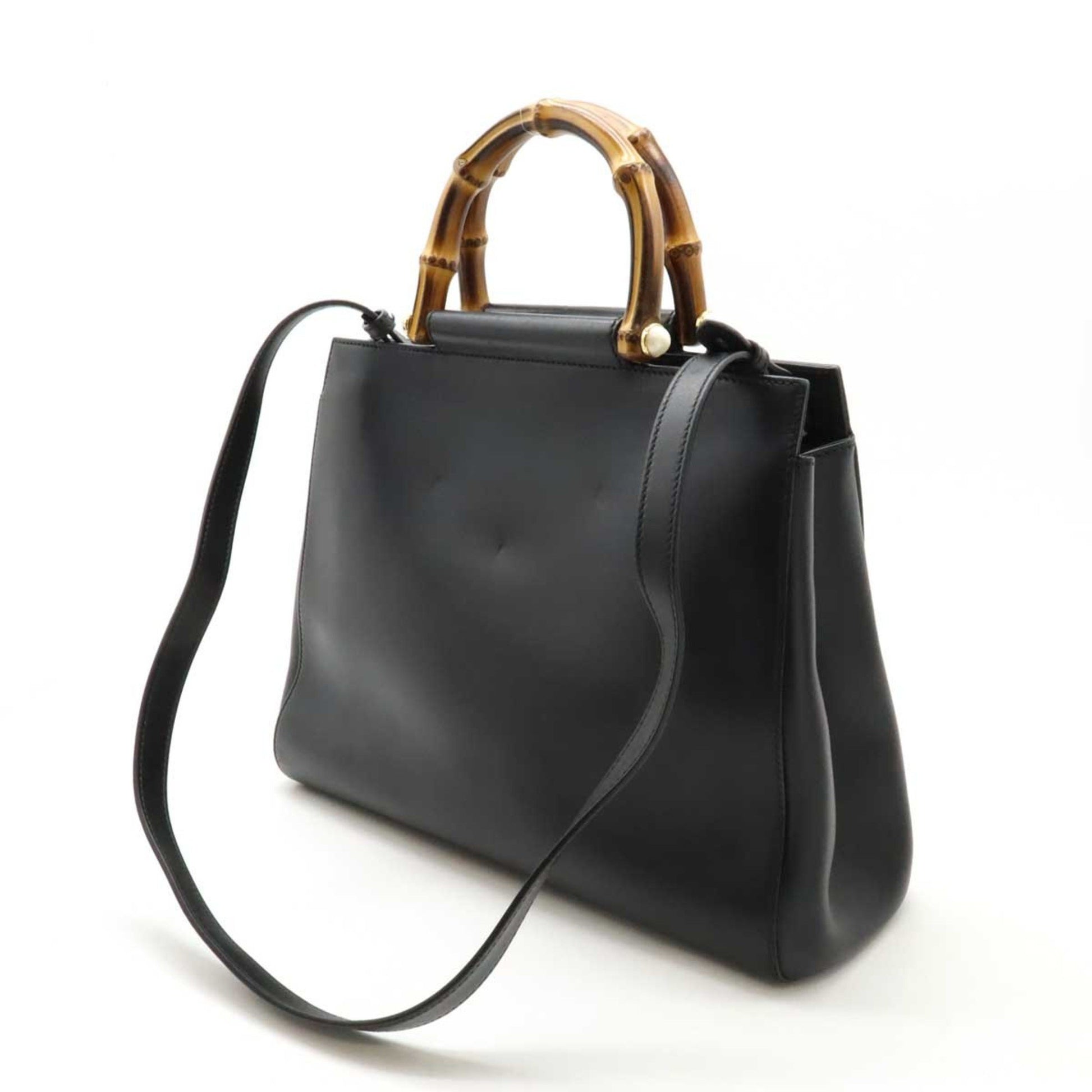 Gucci Bamboo, Black, Leather, shoulder