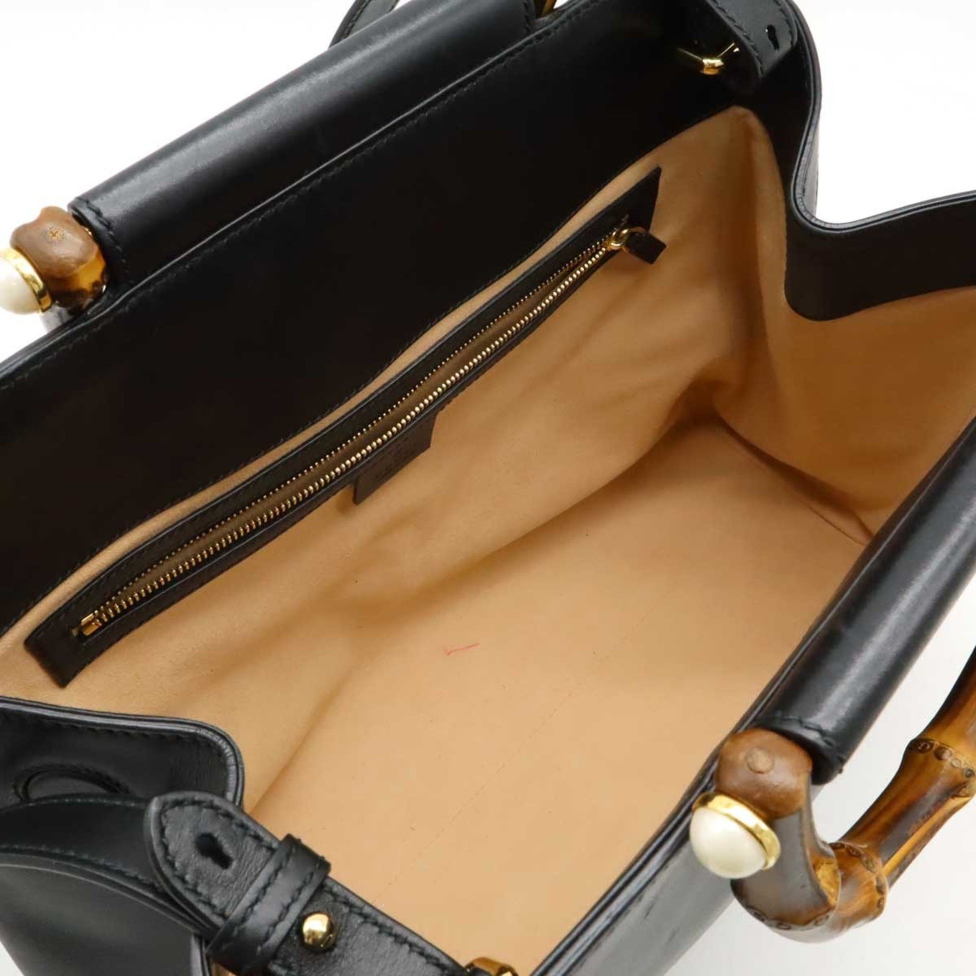 Gucci Bamboo, Black, Leather, shoulder