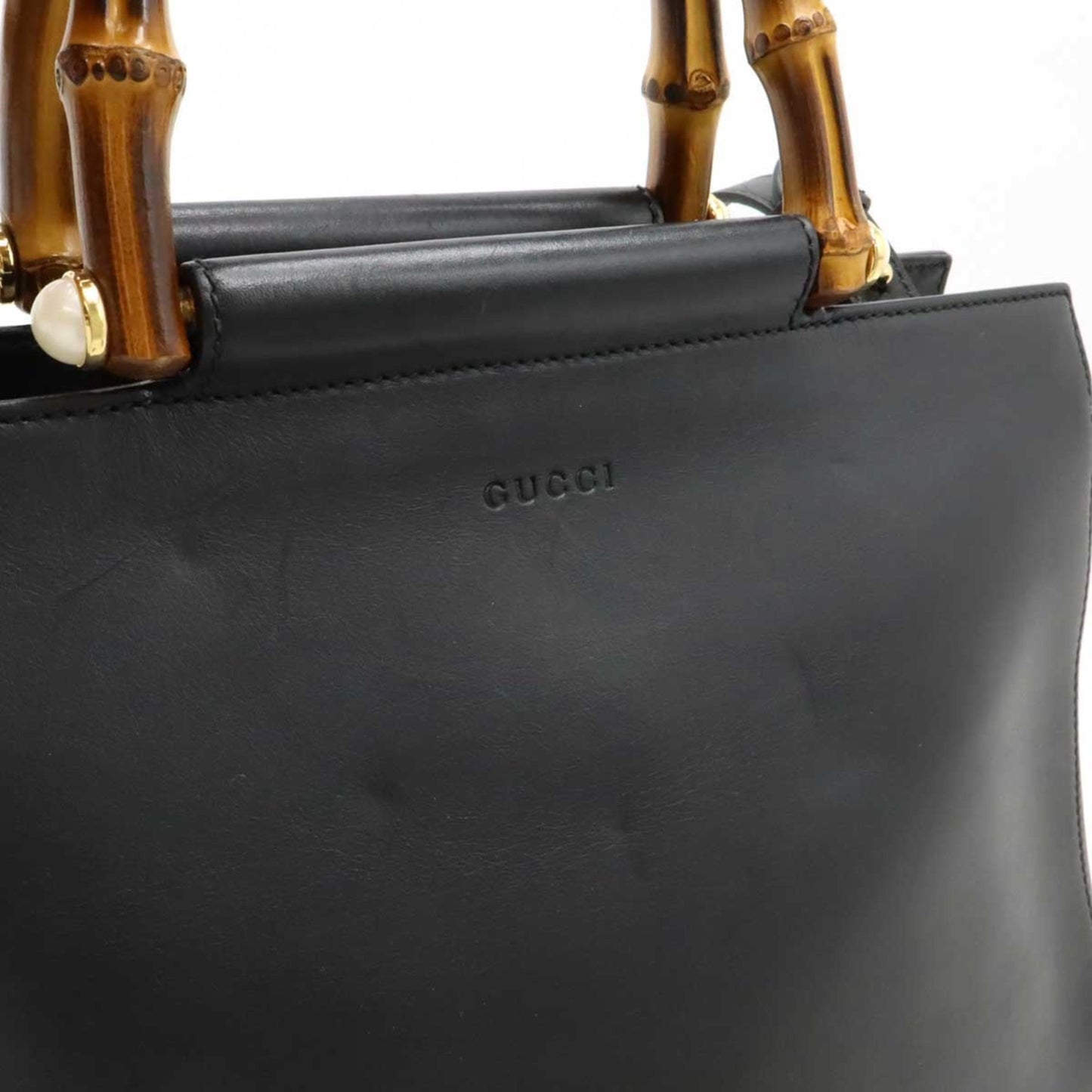 Gucci Bamboo, Black, Leather, shoulder