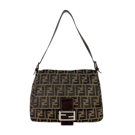 Fendi Mamma Baguette, Brown, Canvas, shoulder