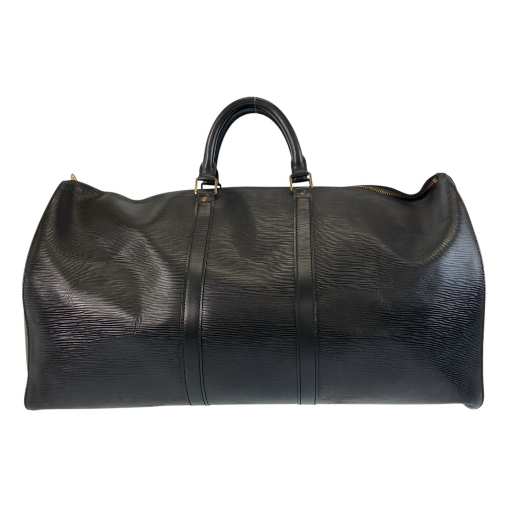 Louis Vuitton Keepall 55, Black, Leather, travel