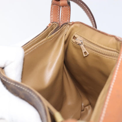 Celine Vintage Macadam Canvas and Leather, Brown, Canvas, Shoulder Bag