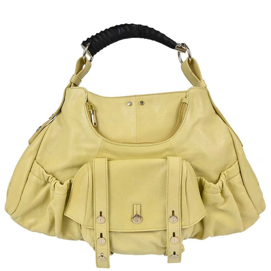 Saint Laurent Mombasa Hobo Leather, Yellow, Leather, Shoulder Bag