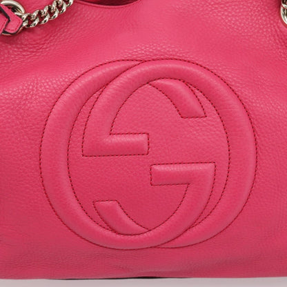 Gucci Soho Chain Strap Leather, Pink, Leather, Shoulder Bag