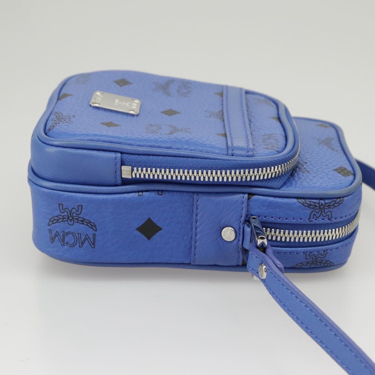 MCM Visetos, Blue, Canvas, shoulder