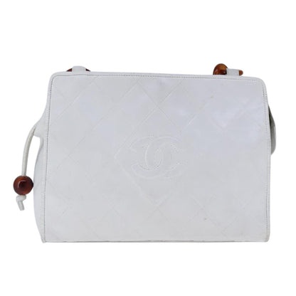 Chanel Cc, White, Leather, shoulder