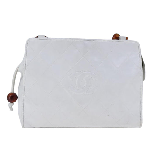 Chanel Cc, White, Leather, shoulder