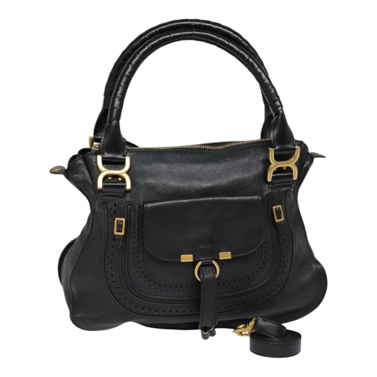 Chloé Marcie, Black, Leather, handbag