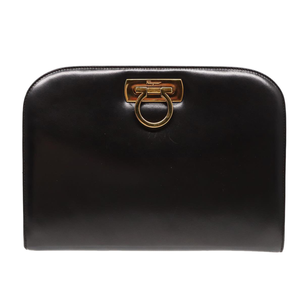 Salvatore Ferragamo Gancini, Black, Leather, shoulder