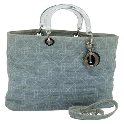 Dior Lady Dior, Blue, Canvas, handbag
