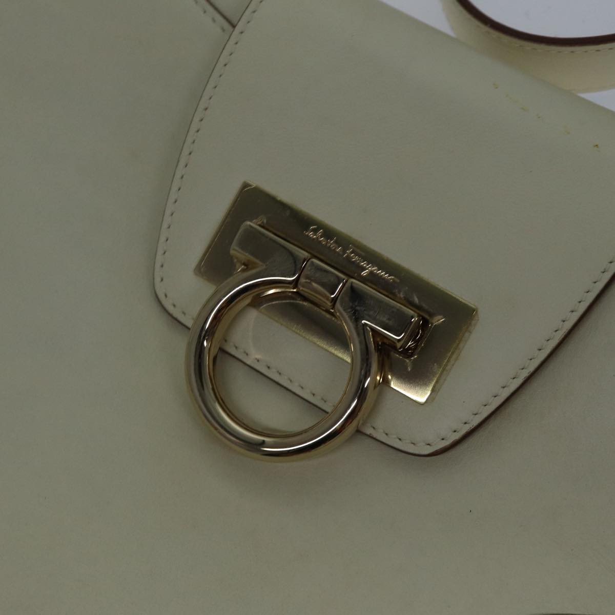 Salvatore Ferragamo Gancini, Beige, Leather, shoulder