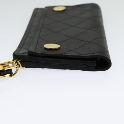 Chanel Wallet On Chain, Black, Leather, wallet
