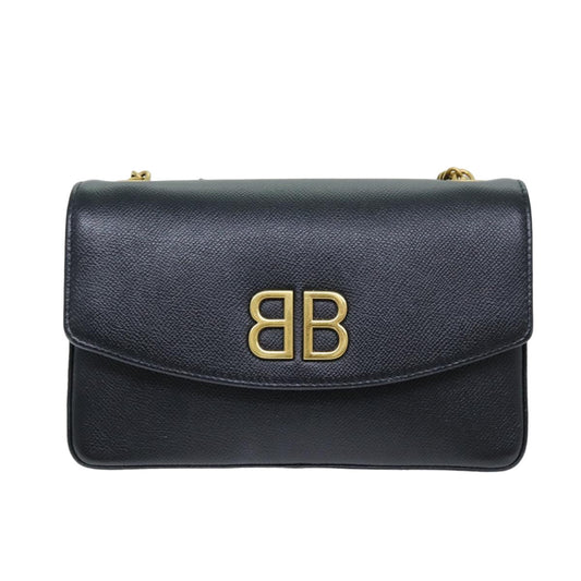 Balenciaga BB  Chaine, Black, Leather, shoulder