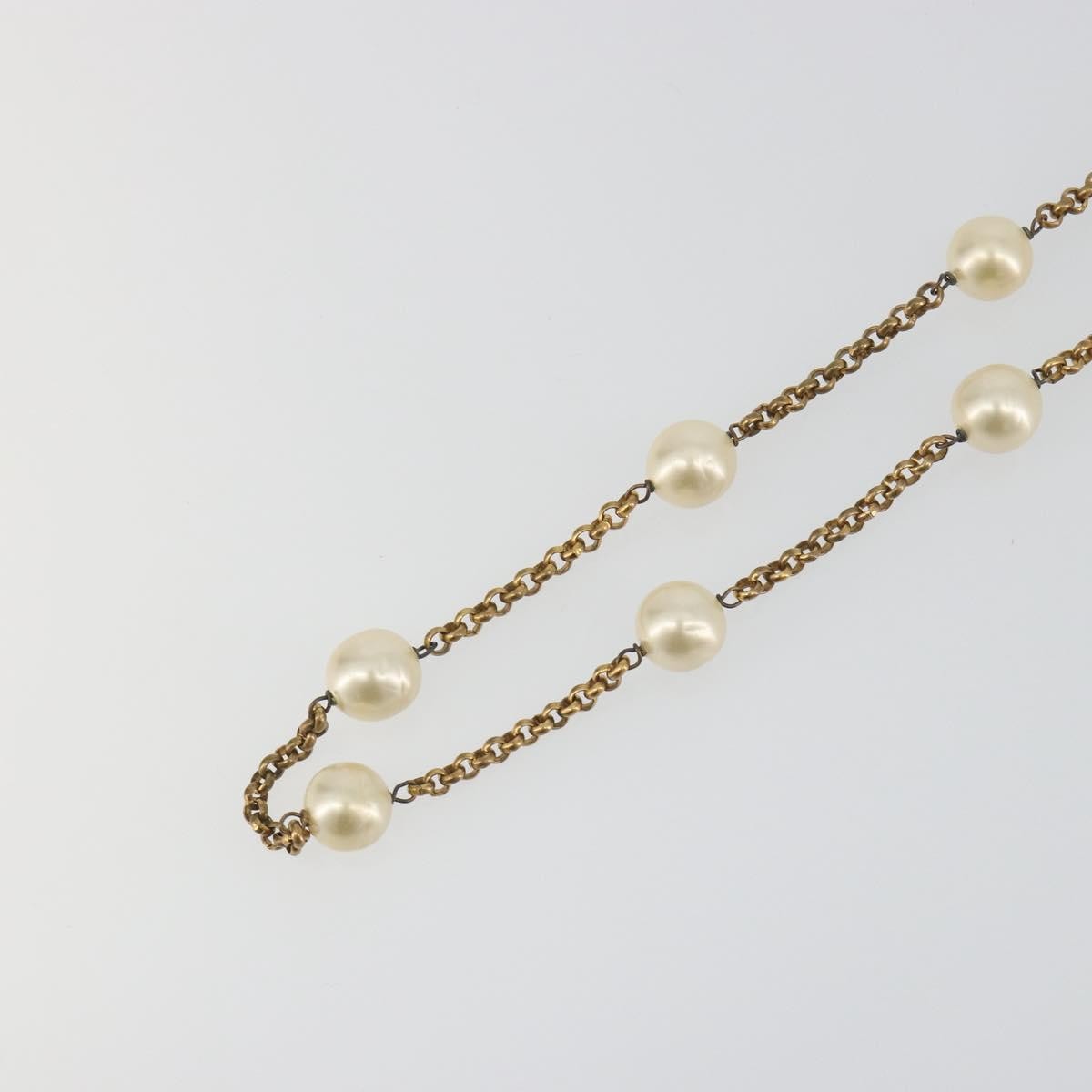 Chanel Pearl Station Metal and Faux Pearl, Gold, Metal, Necklace