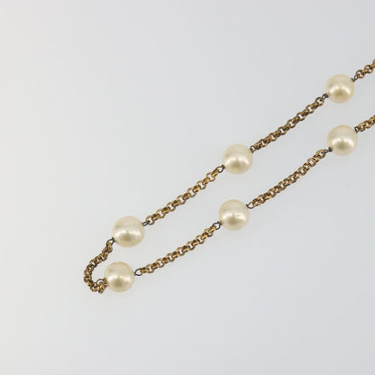 Chanel Pearl Station Metal and Faux Pearl, Gold, Metal, Necklace
