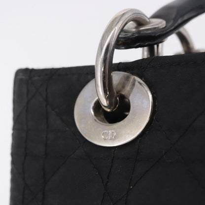 Christian Dior Vintage Lady Dior Cannage Quilt Nylon, Black, Nylon, Handbag
