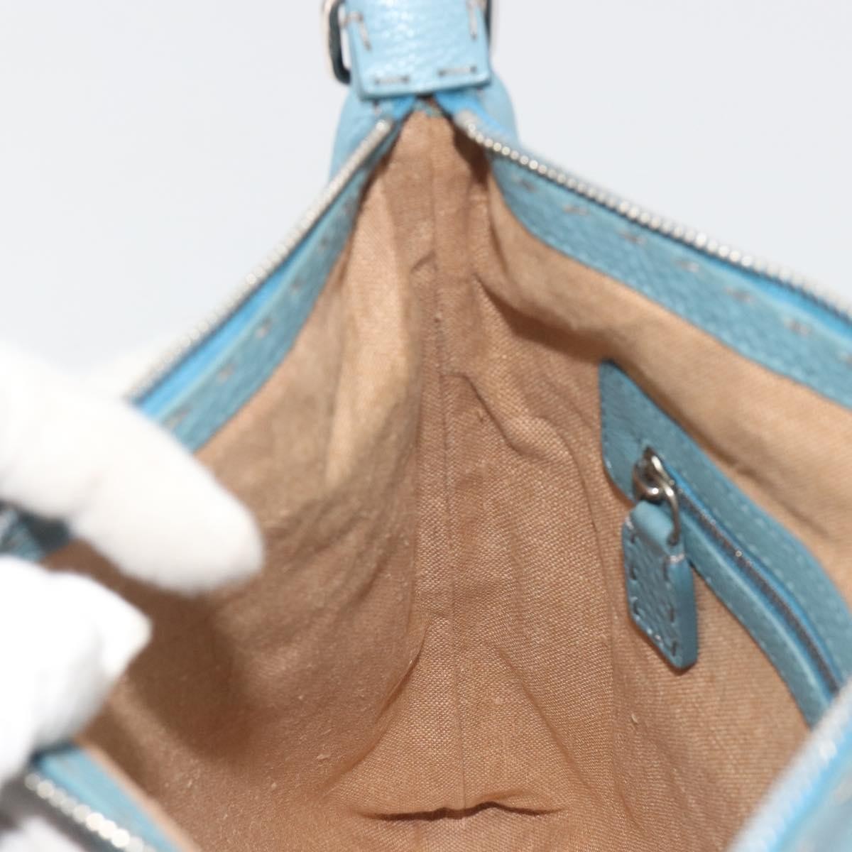 Fendi Vintage Selleria Zip Messenger Leather, Blue, Leather, Shoulder Bag
