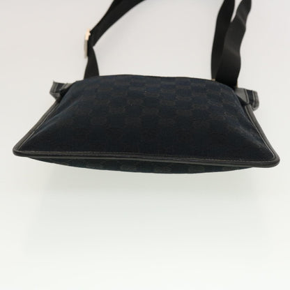 Gucci Vintage Flat Messenger GG Canvas and Leather, Black, Canvas, Handbag