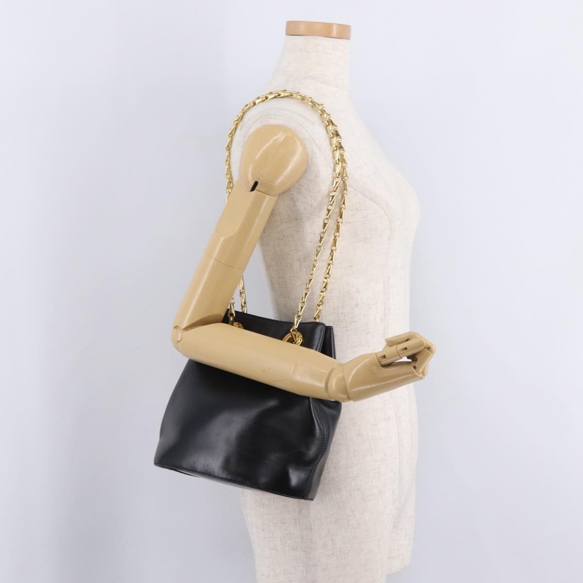 Celine Shoulder Leather, Black, Leather, Shoulder Bag