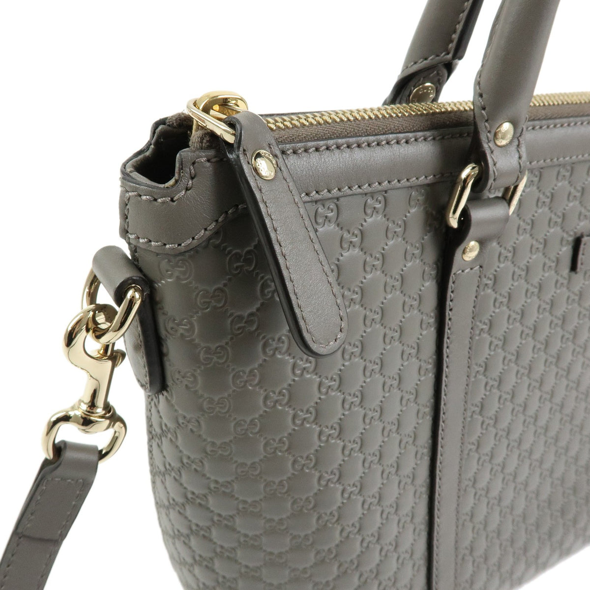 Gucci Margaux Microguccissima Leather, Gray, Leather, Tote Bag