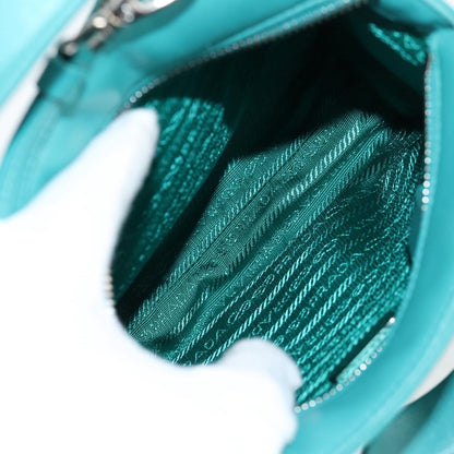 Prada Triangle Logo, Blue, Leather, handbag