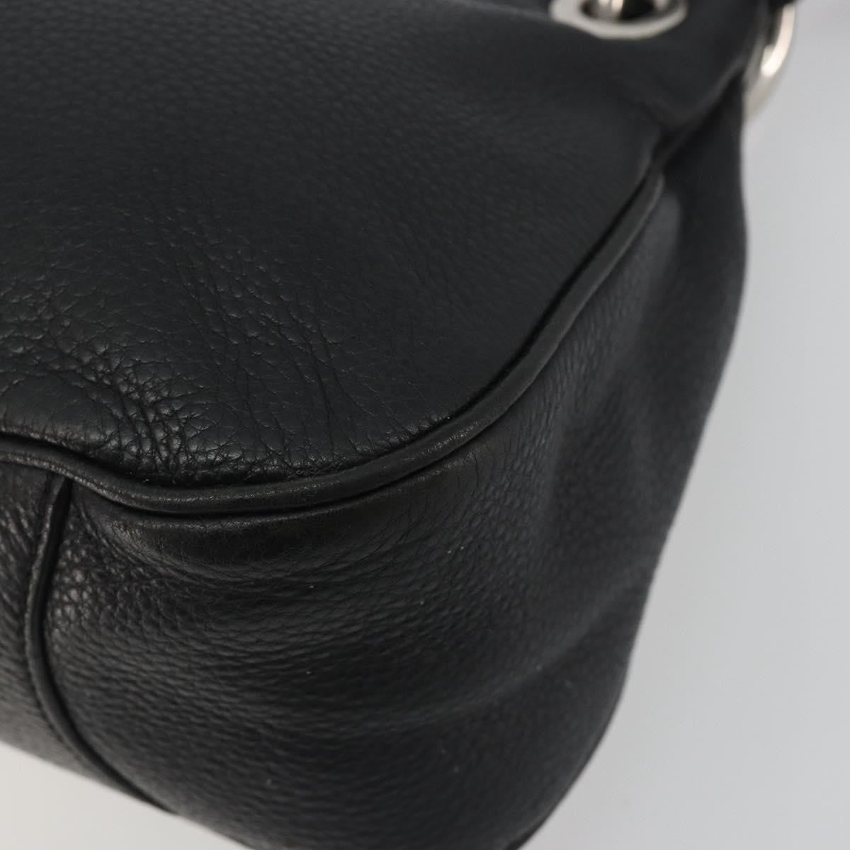 Prada Vitellino Mordo Hobo Leather, Black, Leather, Shoulder Bag