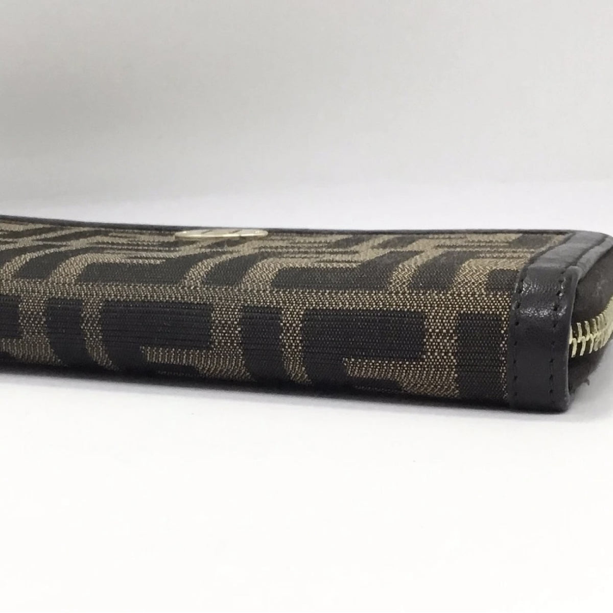 Fendi Zip Around Zucca Coated Canvas, Brown, Leather, Wallet