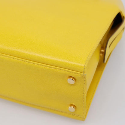 Salvatore Ferragamo Gancini Leather, Yellow, Leather, Handbag