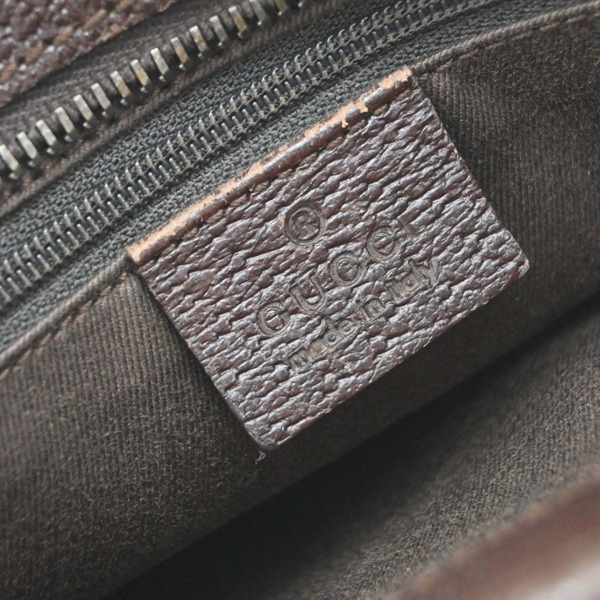 Gucci Vintage Ring Tote GG Canvas with Leather, Brown, Canvas, Tote Bag