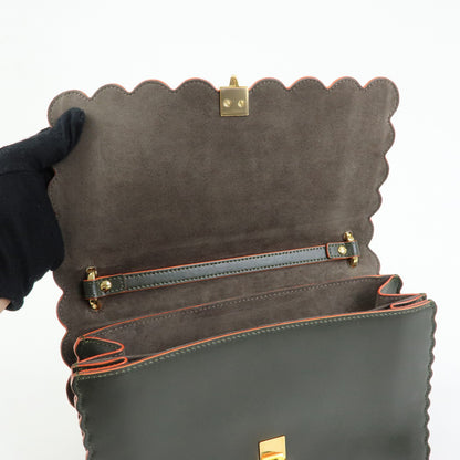 Fendi Kan I Leather, Green, Leather, Shoulder Bag