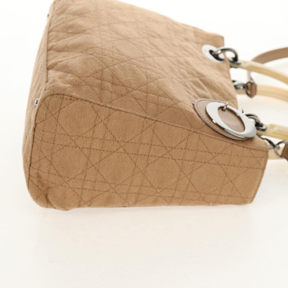 Christian Dior Cannage Handbag Canvas, BEIGE, COTTON, Handbag