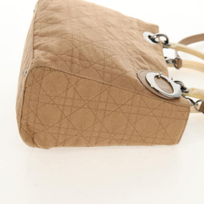 Christian Dior Cannage Handbag Canvas, BEIGE, COTTON, Handbag
