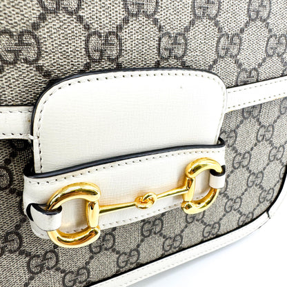 Gucci Horsebit 1955 GG Coated Canvas with Leather, Beige, Canvas, Shoulder Bag