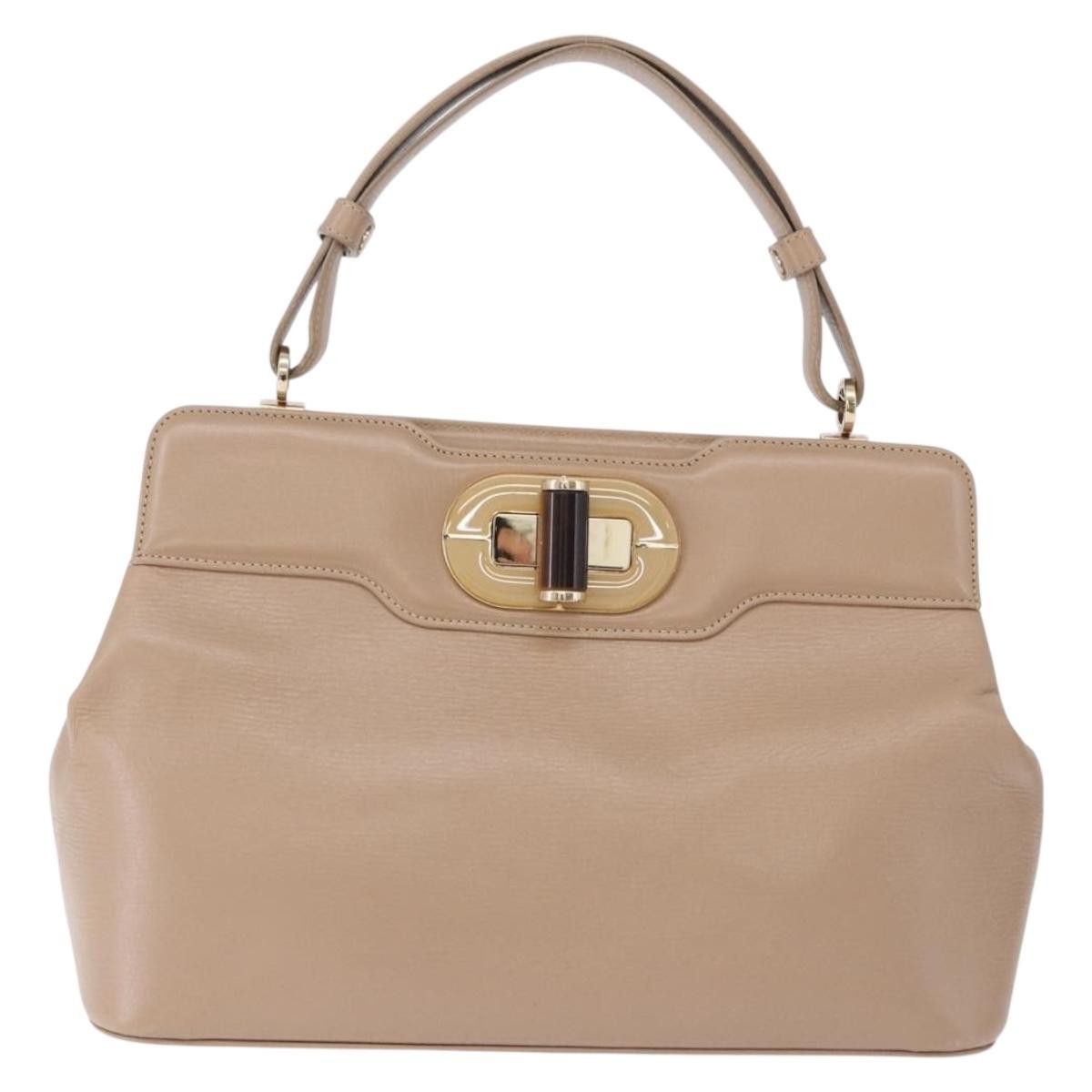 Bvlgari Isabella Rossellini Leather, Beige, Leather, Handbag